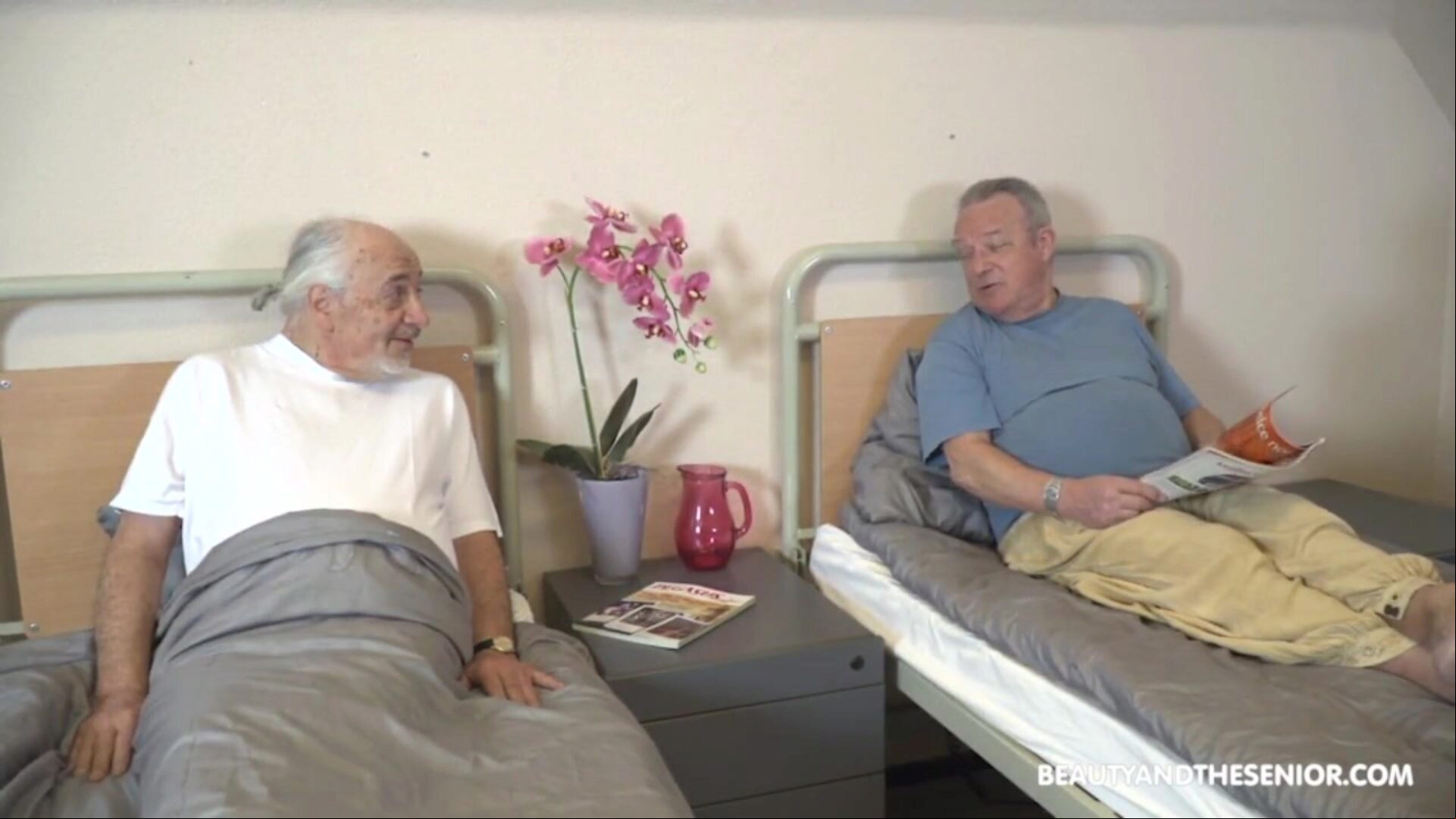 Time for your pill, Grandpa! Nana Garnet is a nurse who needs two elderly cocks Her greedy slit wants to be penetrated by the one and the other those aged farts. Watch the Full 4K ULTRA HD Video at BeautyAndTheSenior .com